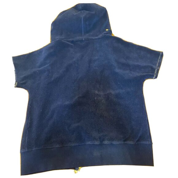 Boston Proper Womens Navy Short-Sleeve Hooded Zip-Up Jacket With Grommet Pockets - Picture 2 of 6